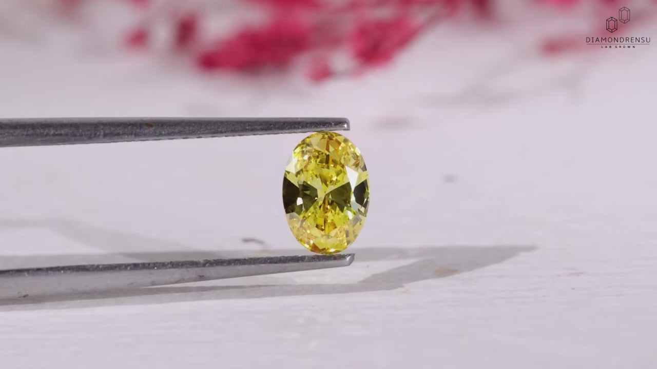 0.71 CT Fancy Yellow Oval Shaped Lab Grown Diamond, Loose Yellow Lab Diamond