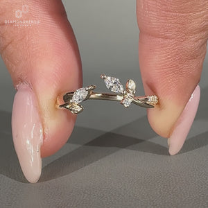 Handmade nature inspired diamond wedding band.