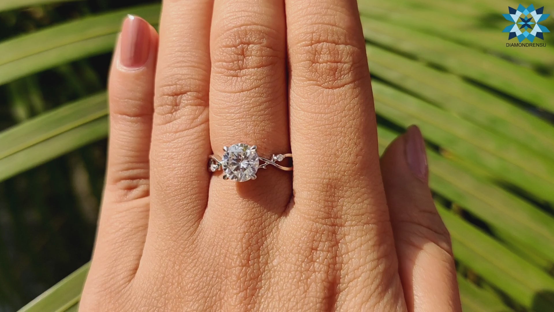 Round Moissanite Engagement Ring, Twisted Shank Ring