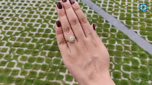 Floral Style Round OEC Moissanite Halo Engagement Ring