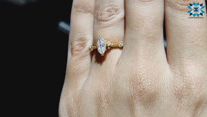 0.76 TCW Marquise Cut Colorless Moissanite Vintage Ring