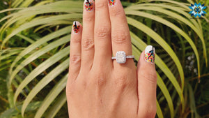 2.83 TW Lovely Radiant cut Halo Moissanite Engagement Ring
