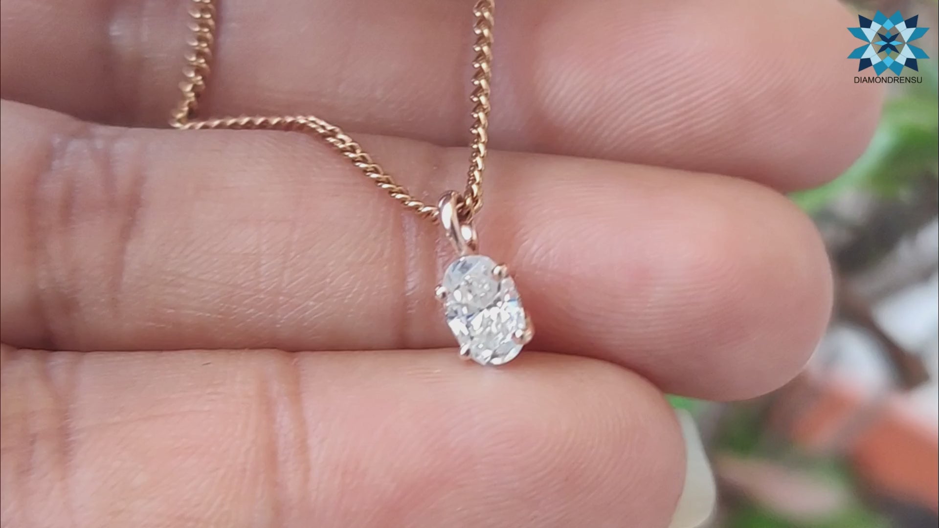 0.44 CT Oval Cut Colorless Moissanite Solitaire Pendant