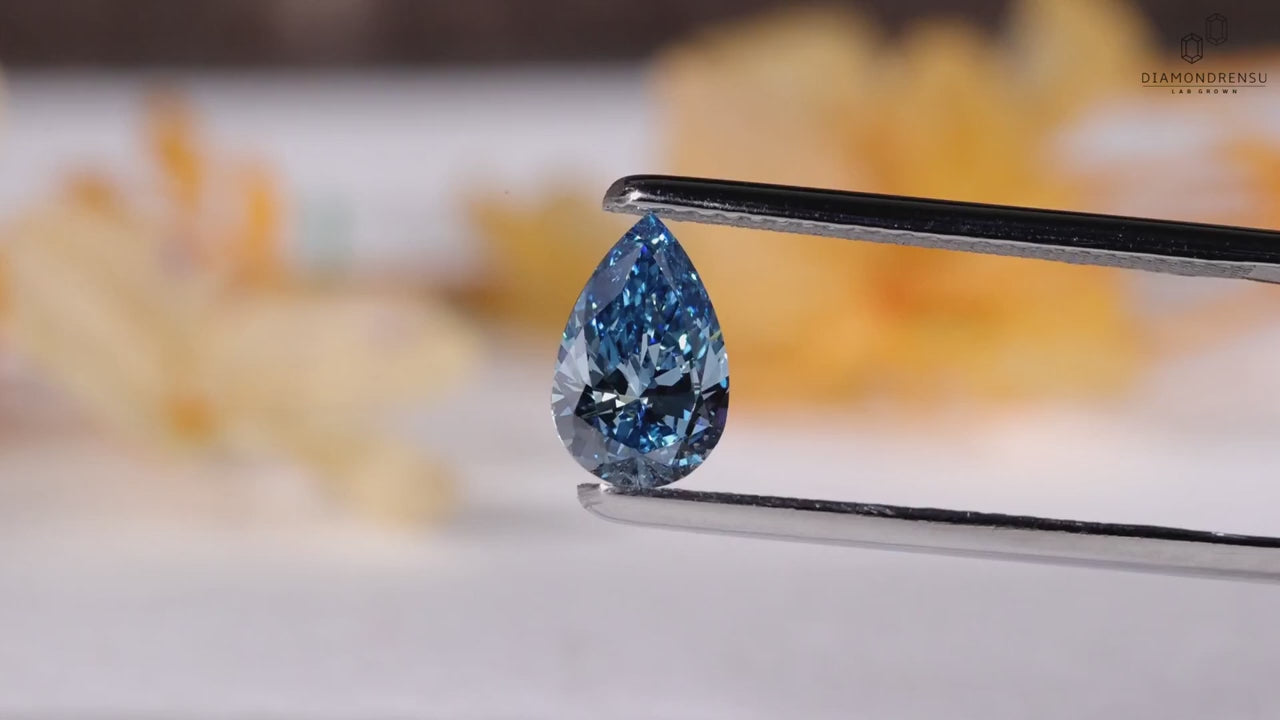 1.01 CT Pear Blue Diamond, Lab Grown Blue Color Diamond for Engagement Ring
