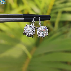 Round OEC Cut Colourless Moissanite Drop Earrings 3.3 TCW
