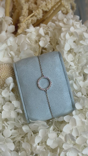 Round Stone Halo Chain Bracelet