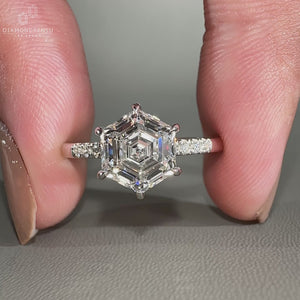 pave setting ring in white gold engagement ring.
