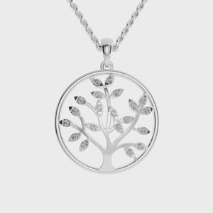 0.16 TCW Round Cut Moissanite Pendant, Life of tree Pendant Set