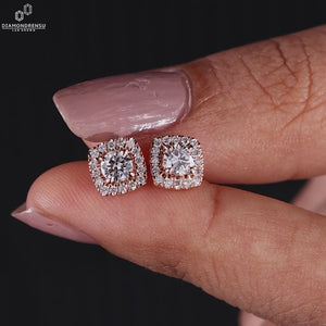 Round Lab-Grown Diamond Halo Earrings