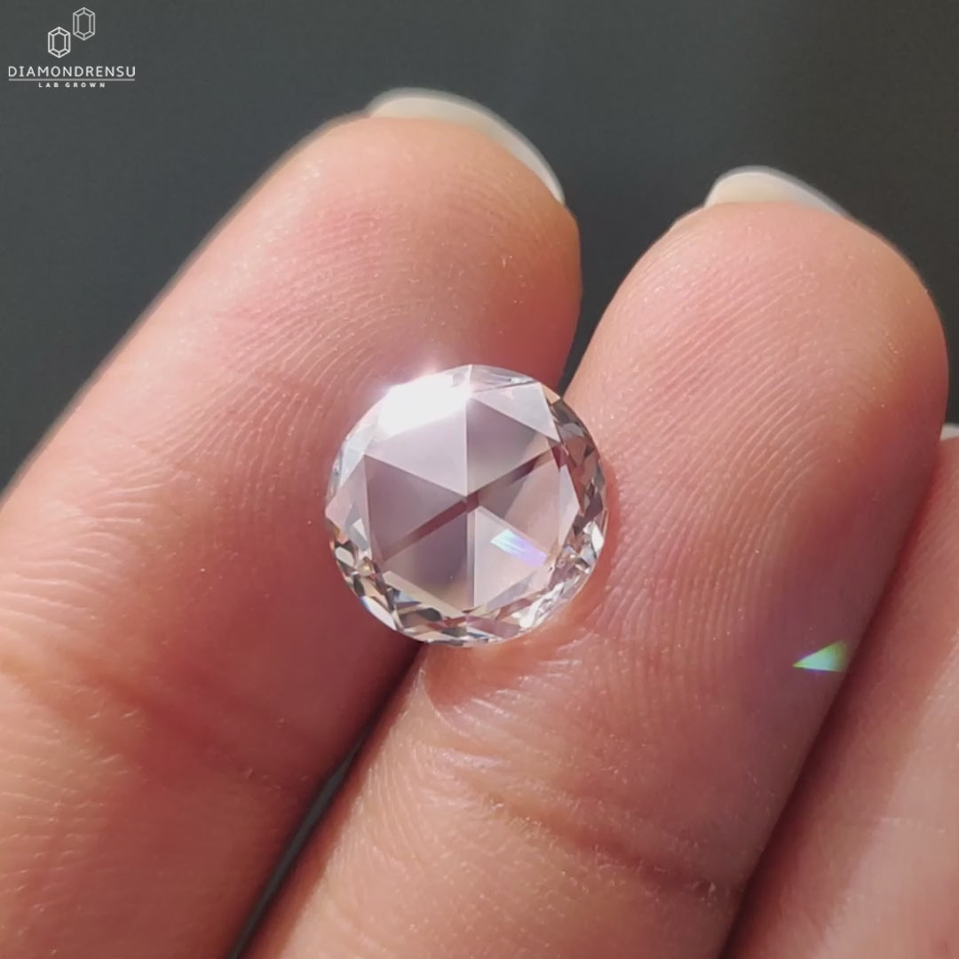 Round Rose Cut Lab Grown Diamond For Engagement Ring