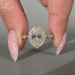 Vintage Oval Cut Diamond Ring milgrain setting.