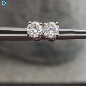 Round OEC Colourless Moissanite Four Prong Stud Earrings 2.14 TCW