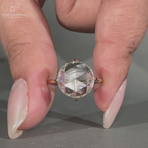 Rose Cut Diamond Engagement Ring in yellow gold solitaire style.
