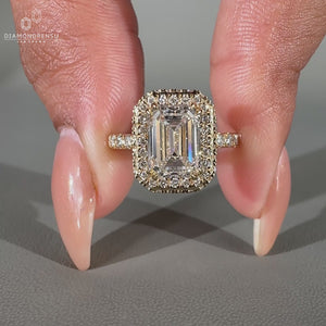Pave setting ring with double claw prong setting.
