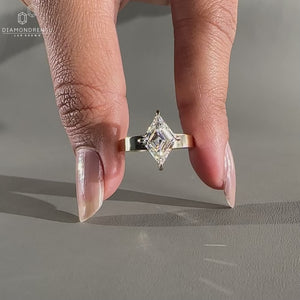 Lozenge Cut Lab-Grown Diamond Solitaire Ring 1 - 2 CT