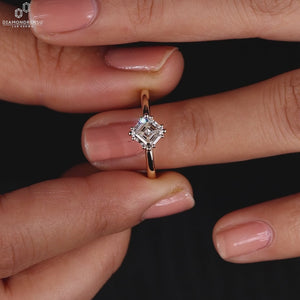 Handmade engagement ring with asscher cut diamond.
