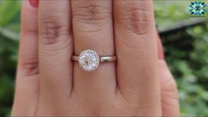 0.86 TCW Round Brilliant Cut Halo Colourless Moissanite Ring