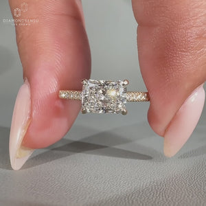 Pave setting ring with 4 claw prong setting.
