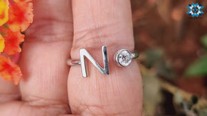 0.12 CT Round Brilliant Cut "N" Letter Personalised Wedding Band