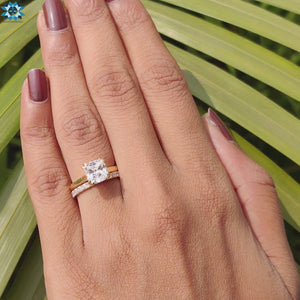 Classic Cathedral 1.60 CT Cushion Divine Lovely Moissanite Bridal Set