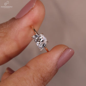 Half Moon Cut Lab-Grown Diamond Solitaire Ring 1 CT