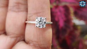 0.97 CT Round Brilliant Cut Four Prong Comfort Fit Moissanite Ring