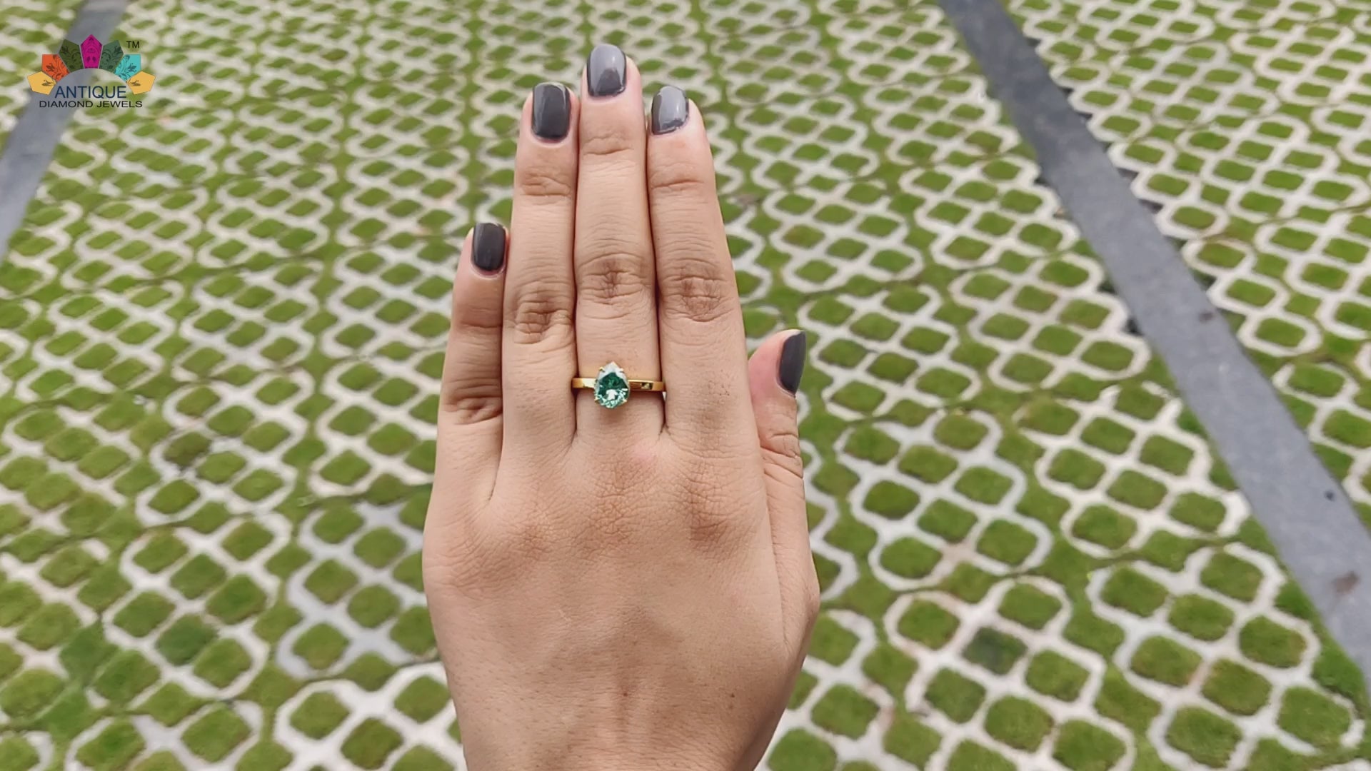 Dark Green Pear Cut Moissanite Solitaire Ring, 1.57 CT Moissanite Engagement Ring, Anniversary Gift Ring