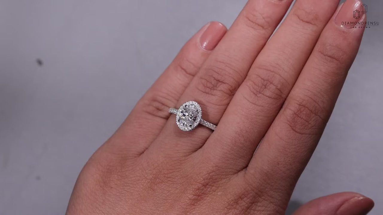 1 CT Oval Diamond Ring, Lab Grown Diamond Engagement Ring