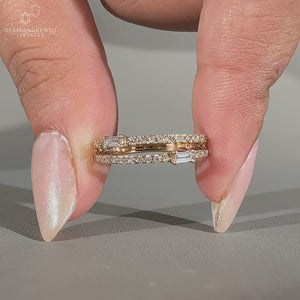 Double Row Diamond Band with baguette and round stones.
