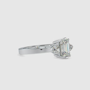 Three Stone Emerald Cut Ring With Trillion Side Stones
