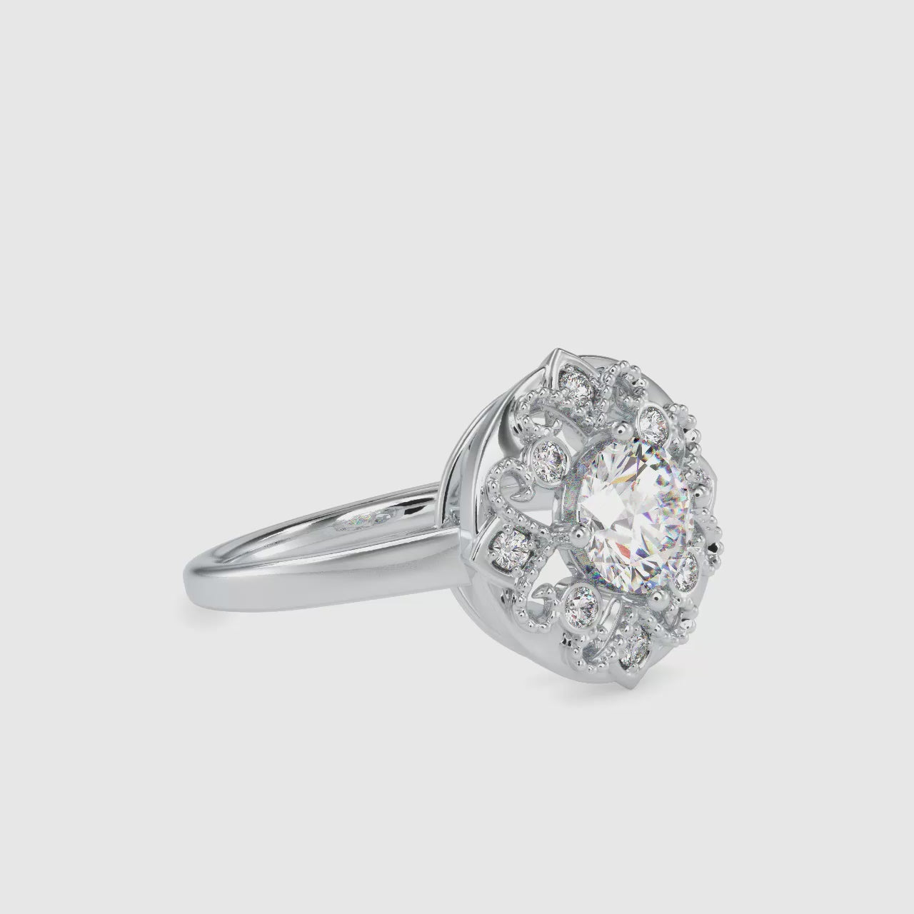 Unique 1.32 TCW Round Moissanite Art Deco Vintage Style Engagement Ring