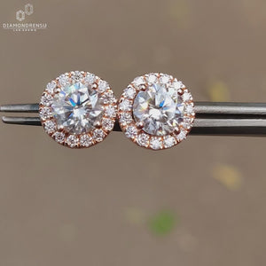 Lab Diamond Stud Earrings, 1.97 TCW Round Brilliant Cut E/VS Lab Created Diamond Wedding Earrings