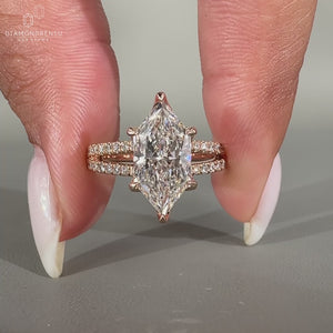 Cathedral setting ring designed with 6 claw prong setting.
