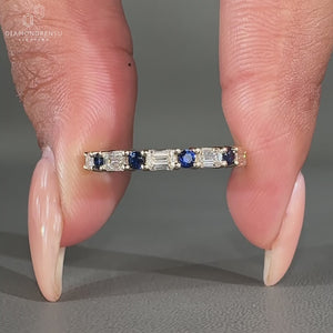 Emerald shape diamond band for stacking.