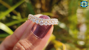Crown Curved Set 0.96 TCW Round Brilliant Cut Moissanite Wedding Band