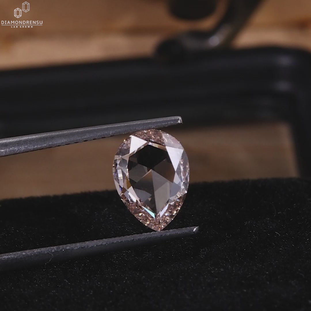 Pear Rose Cut Lab Grown Diamond for Custom Engagement Ring