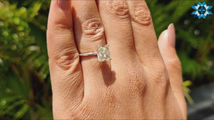 2.38 CT Radiant Brilliant Cut Light Yellow Moissanite Solitaire Ring