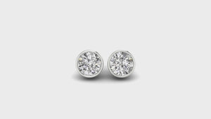 1.97 TCW Round Cut Colorless Moissanite Bezel Set Moissanite Stud Earrings