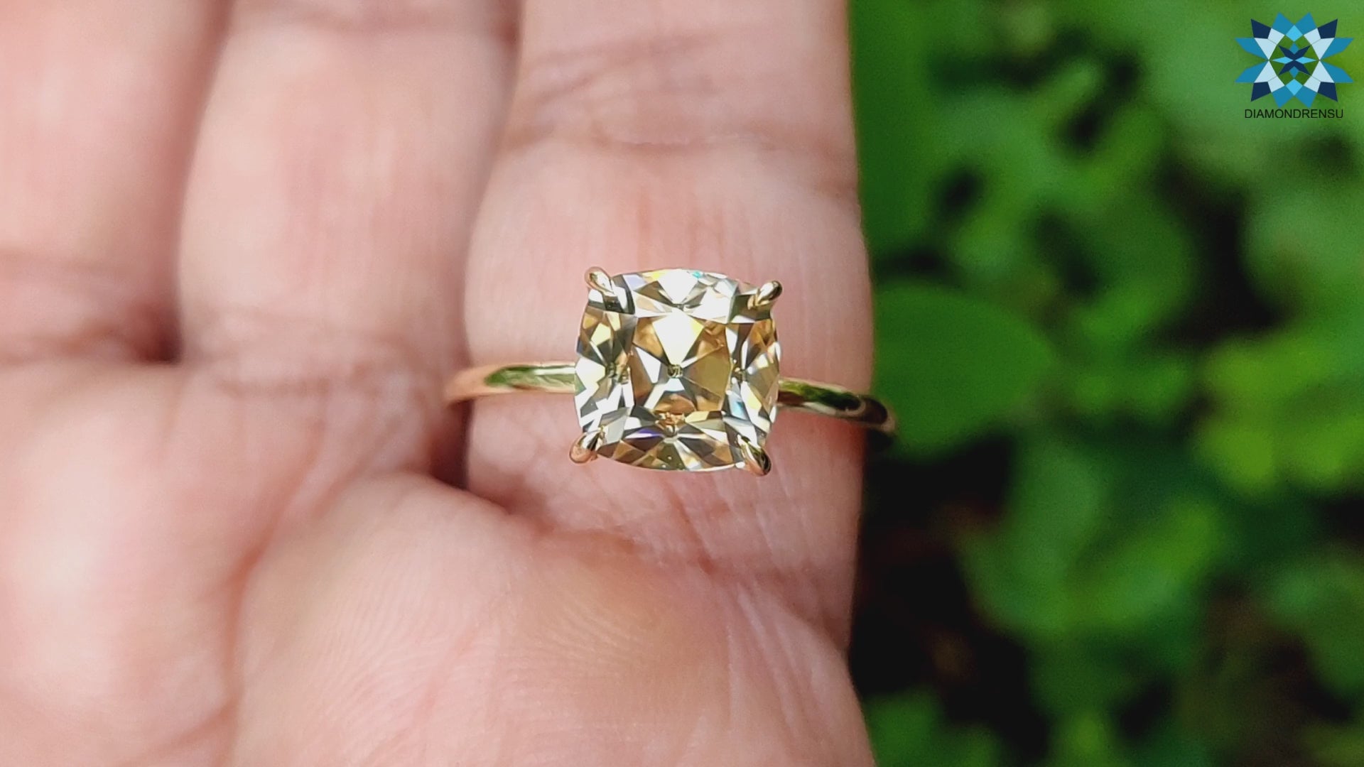 2.50 CT Yellow Cushion Old European Cut Statement Solitaire Wedding Ring