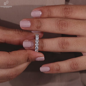 Round Lab Grown Diamond Half Eternity Wedding Band