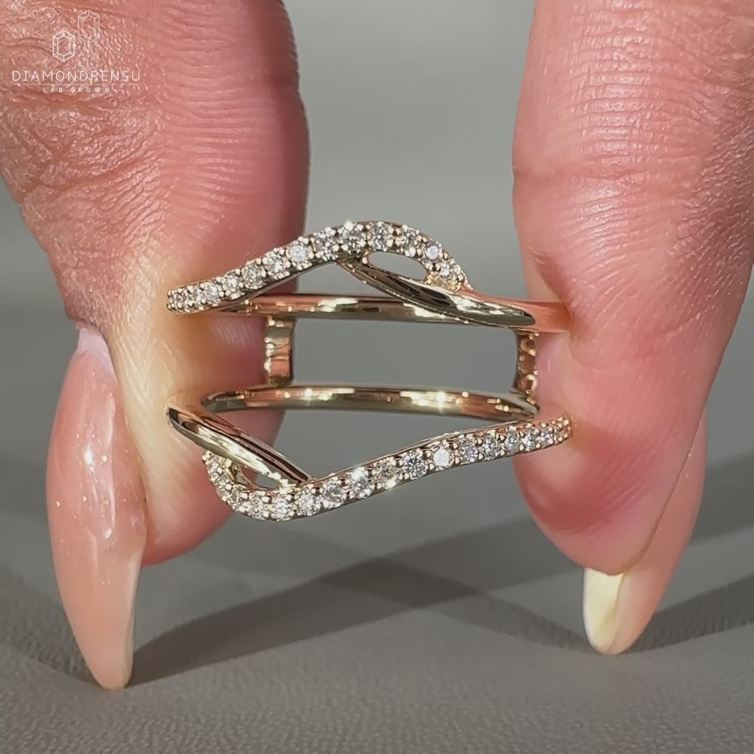 Ring enhancer wedding band with wrap band design.
