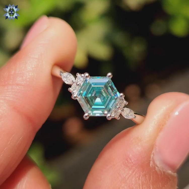 Hexagon step cut ring brings modern style with geometric appeal.

