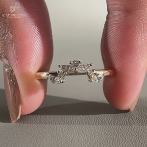 U shaped wedding band and crown wedding band set.
