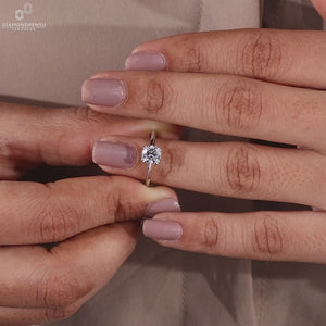 Round Lab-Grown Diamond Double Claw Prongs Solitaire Ring 0.25 - 2 CT