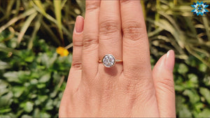 8.00 MM Round Colorless Moissanite Bezel Set Solitaire Wedding Ring