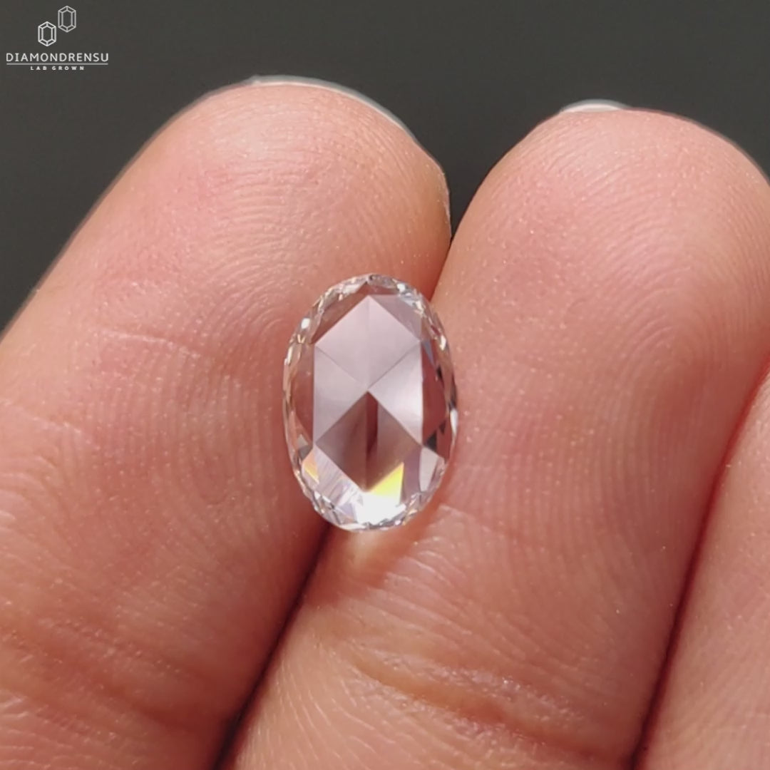 Oval Rose Cut Lab Grown Diamond for Engagement Ring