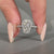 Coffin diamond ring halo pave four prong setting.
