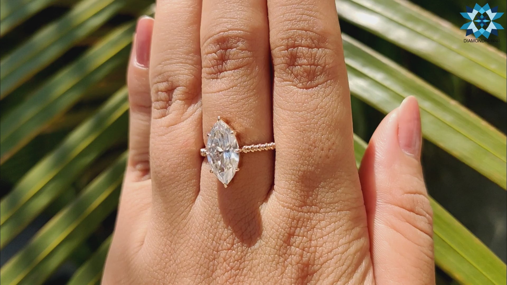 Marquise Moissanite Solitaire Ring, Twisted Shank Simple Solitaire Engagement Ring, Eight Prongs Solitaire Ring