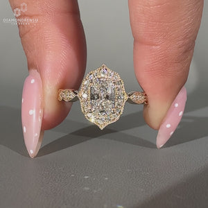 Vintage Cushion Cut Diamond Ring milgrain setting.
