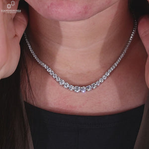 Round Diamond Necklace, Lab Grown Diamond Tennis Necklace